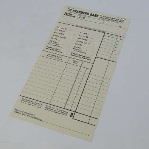 Vintage 1964 Standard Bank deposit slip - excellent condition