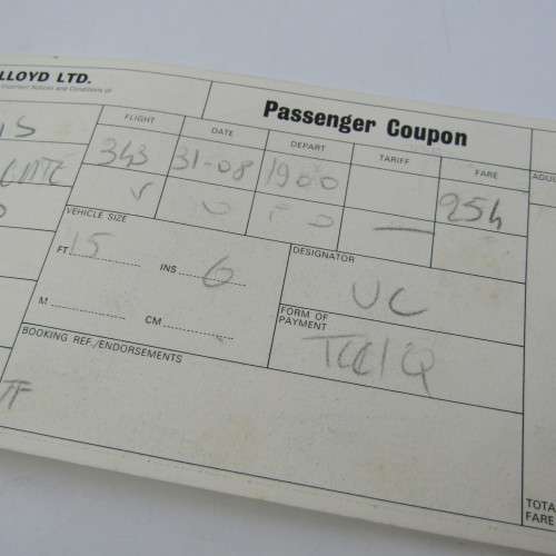 Vintage passenger ticket on the Hovelloyd - Calais to Ramsgate