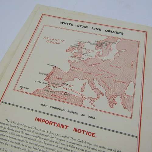 1933 pampflet White Star Line Cruise (loose outer pages)