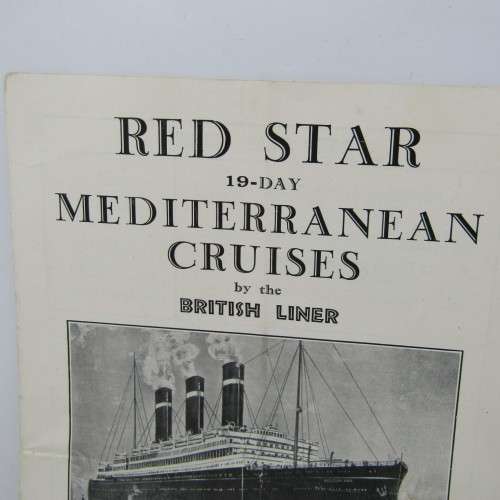 Pamphlet for Red Star cruise on the Belgenland 1933 (tear in pamphlet)