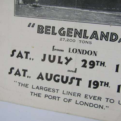 Pamphlet for Red Star cruise on the Belgenland 1933 (tear in pamphlet)