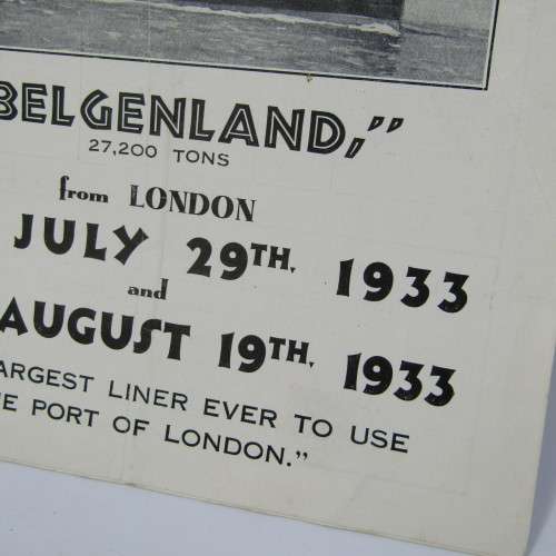 Pamphlet for Red Star cruise on the Belgenland 1933 (tear in pamphlet)