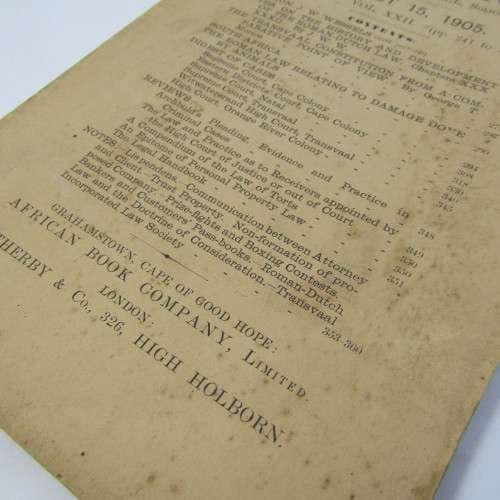 Antique 1905 South Africa Law Journal