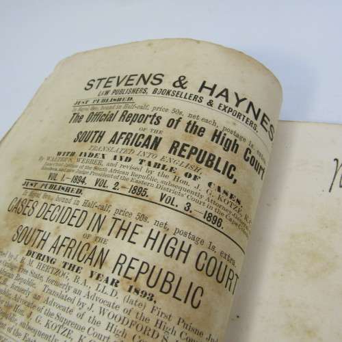 Antique 1905 South Africa Law Journal