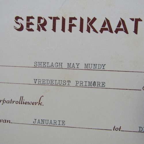 National Road Safety certificate 1956 for school patrol work