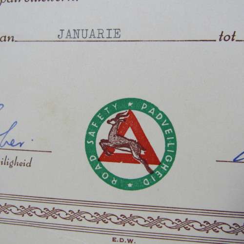 National Road Safety certificate 1956 for school patrol work