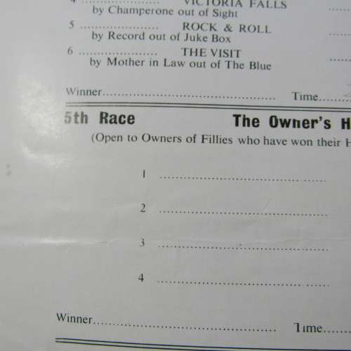 SA VAAL - VAAL DERBY game race card 11 Sept 1968