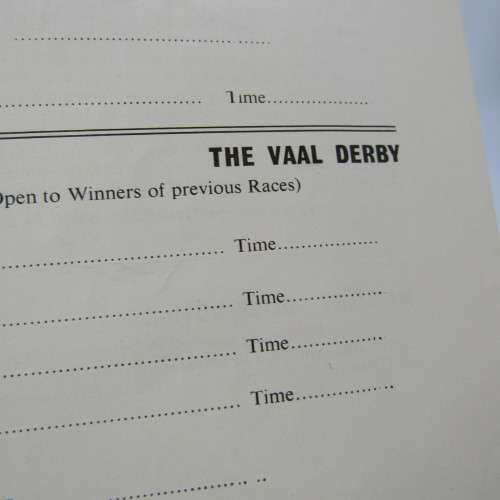 SA VAAL - VAAL DERBY game race card 11 Sept 1968