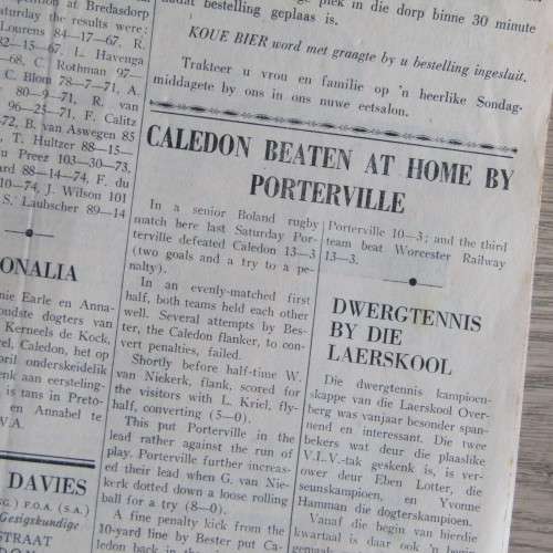 1967 Newspaper Caledon-Venster interesting reports