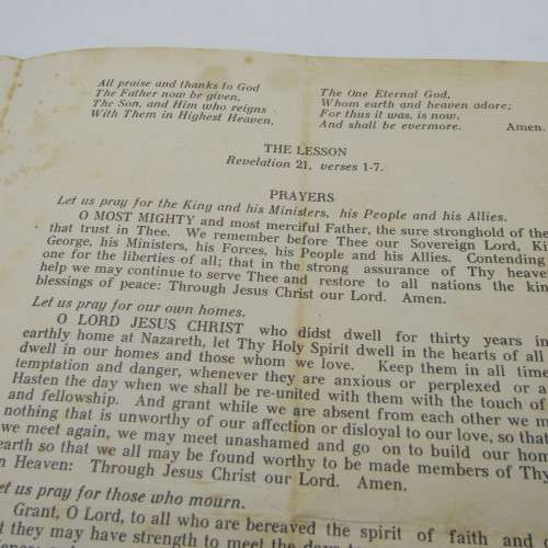 WW2 8th Army Service of Thanksgiving 1945 program