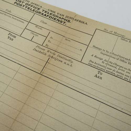Union of South Africa - 4 unused telephone forms - some damage