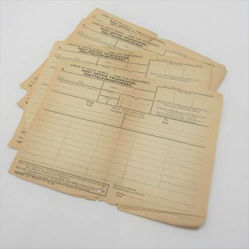 Union of South Africa - 4 unused telephone forms - some damage