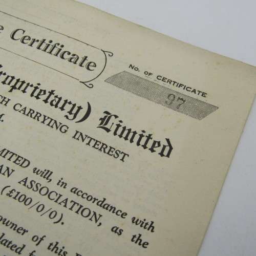 1939 Debenture Certificate - Modern Investments