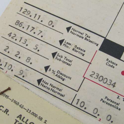 South African Revenue - 1960 Tax Assessment and payment advice