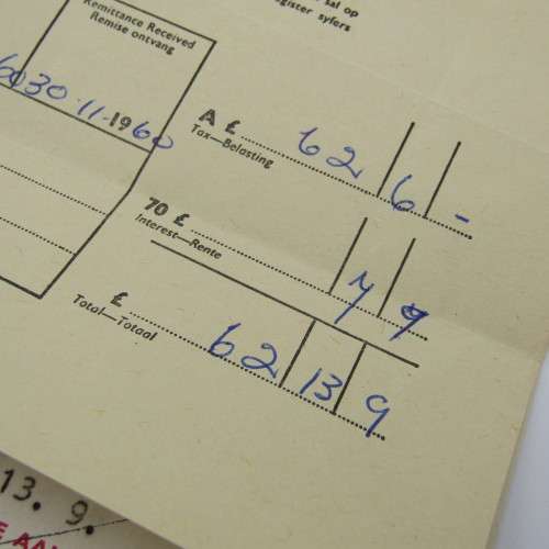 South African Revenue - 1960 Tax Assessment and payment advice