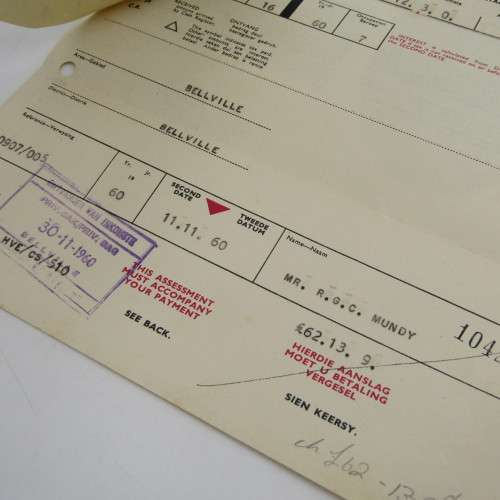 South African Revenue - 1960 Tax Assessment and payment advice