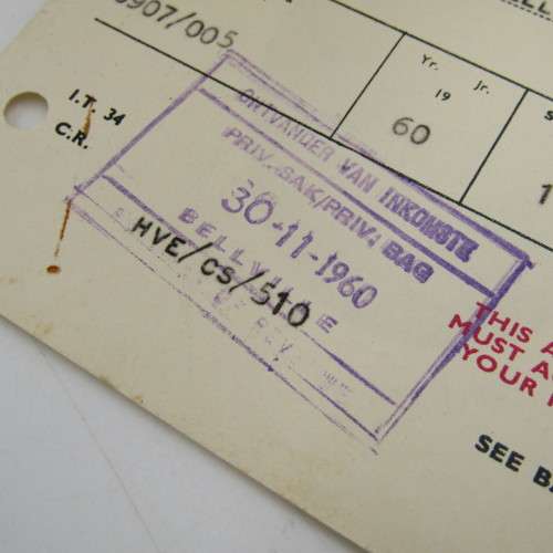 South African Revenue - 1960 Tax Assessment and payment advice