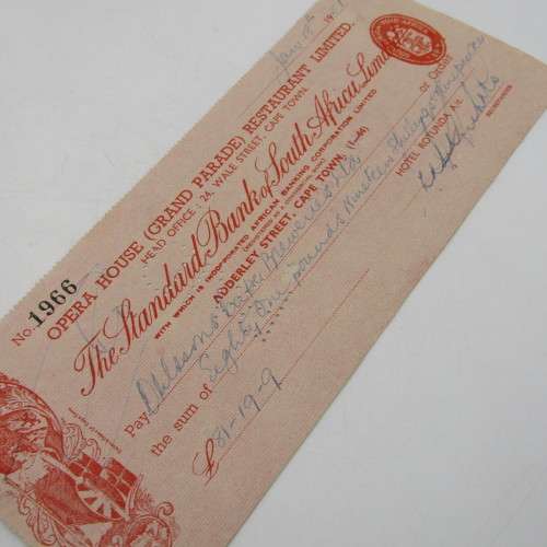 Lot of 4 vintage cheques - 1940`s and 1950`s Standard, Barclays and Clydesdale banks