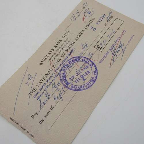 Lot of 4 vintage cheques - 1940`s and 1950`s Standard, Barclays and Clydesdale banks