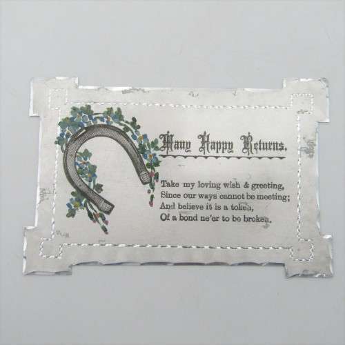 Antique metal greetings card - rare and almost never seen early 1900`s