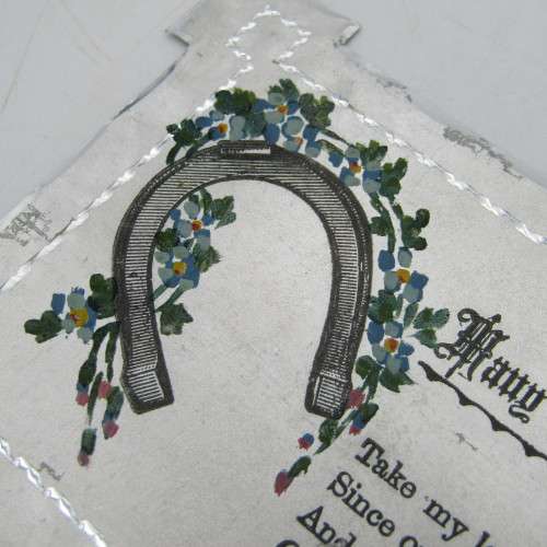 Antique metal greetings card - rare and almost never seen early 1900`s