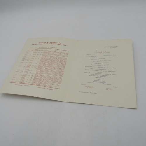 Farewell Dinner Menu for the Athlone Castle 22 March 1961 - Union Castle Line