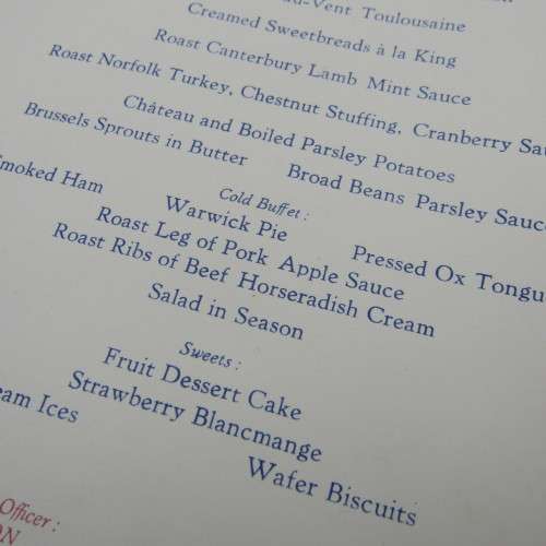 Farewell Dinner Menu for the Athlone Castle 22 March 1961 - Union Castle Line