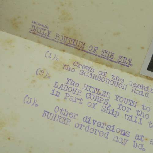 Jesting orders for the battle cruizer SCHARNHORST15 August 1939 - sunk 26 Dec 1943