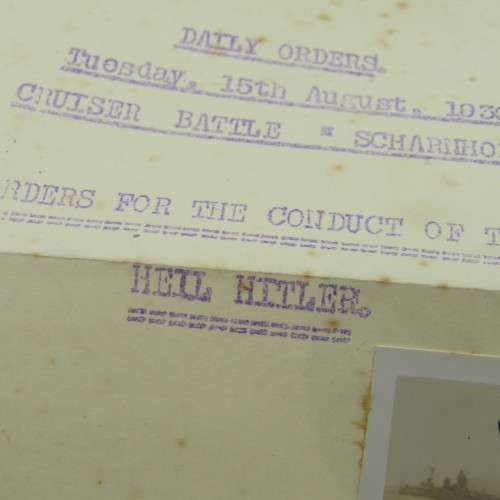 Jesting orders for the battle cruizer SCHARNHORST15 August 1939 - sunk 26 Dec 1943
