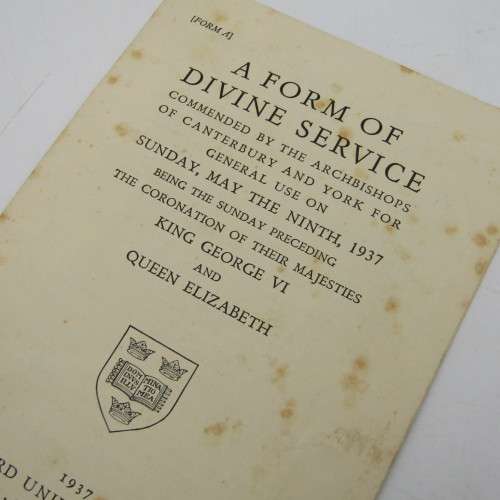 Booklet for the Divine Service for the Sunday preceding the Coronation of George 6 in 1937
