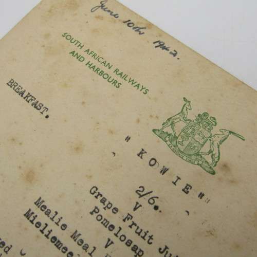 WW2 Signatures of passengers present at the breakfast on the `Kowie` on 10th June 1942