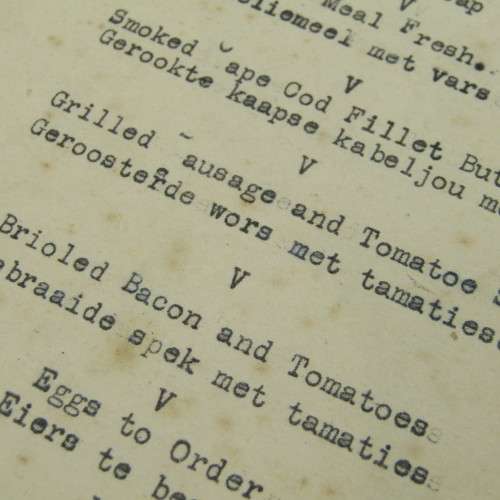 WW2 Signatures of passengers present at the breakfast on the `Kowie` on 10th June 1942