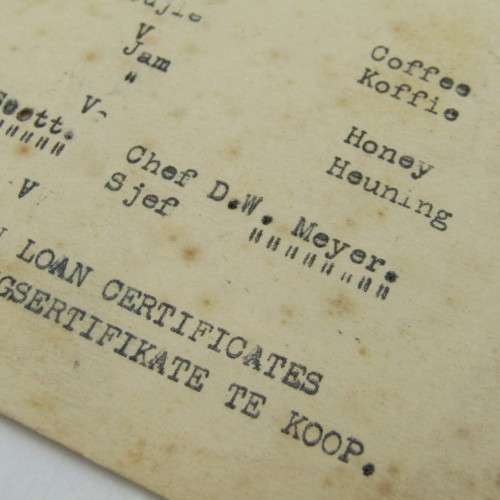 WW2 Signatures of passengers present at the breakfast on the `Kowie` on 10th June 1942