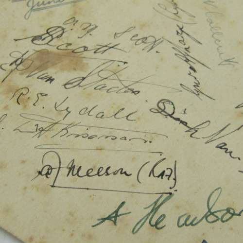 WW2 Signatures of passengers present at the breakfast on the `Kowie` on 10th June 1942
