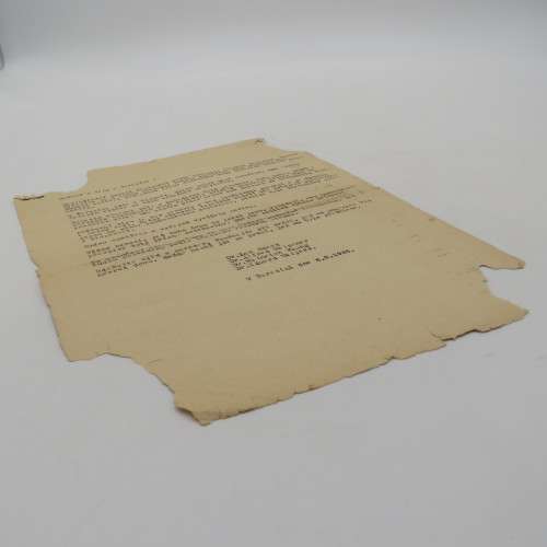 WW2 letter to the men and women of Theresienstadt at the end of WW2