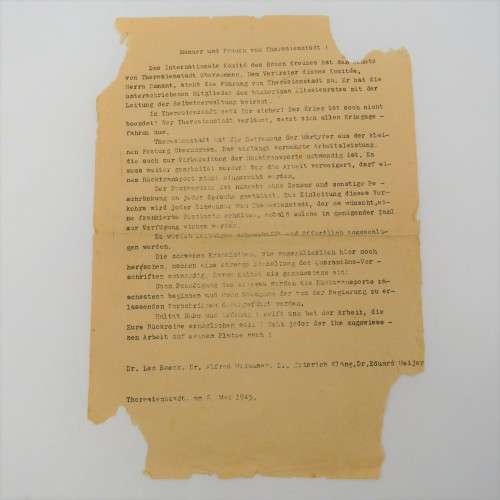 WW2 letter to the men and women of Theresienstadt at the end of WW2
