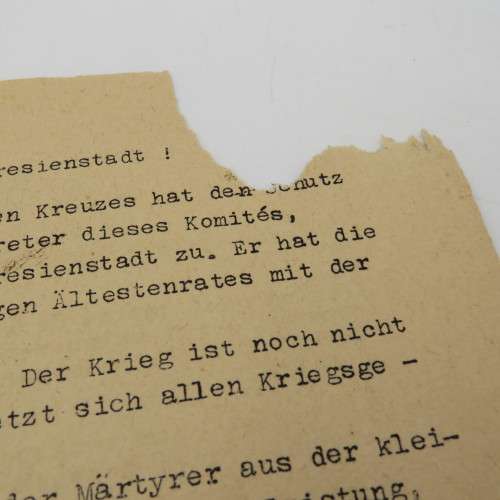 WW2 letter to the men and women of Theresienstadt at the end of WW2
