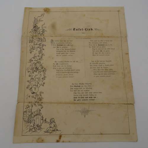Wedding celebration poster 20/05/1888 Gertrud Alexander to Flidor David Tafel-lied on reverse