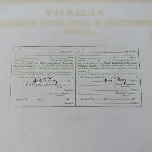 One share in the Albany Prospecting developing LTP, Colony of the Cape of Good Hope 1907 - To Martin