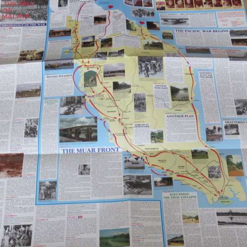 Large fold out chart of the Japanese conquest of Malaya and Singapore - WW2