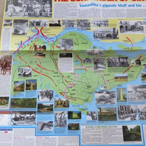 Large fold out chart of the Japanese conquest of Malaya and Singapore - WW2