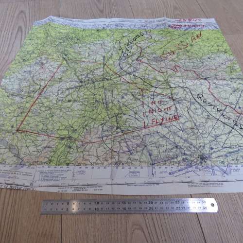 1948 Map used by American pilots during occupation of Germany - Scarce