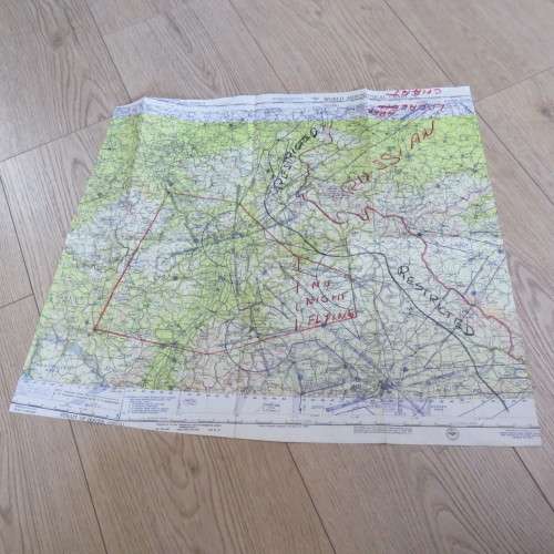 1948 Map used by American pilots during occupation of Germany - Scarce