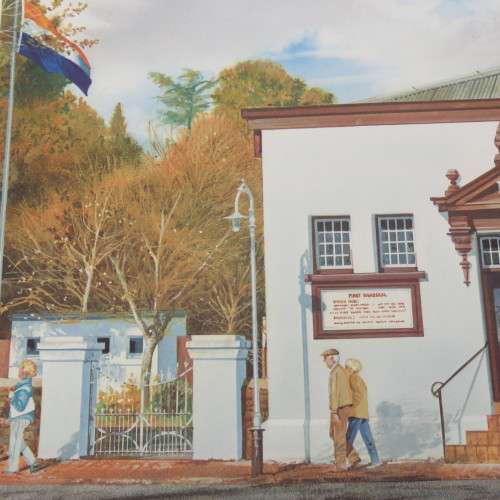Vintage print of First Raadsaal Bloemfontein by AH Vital