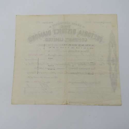 Certified for 100 shares in the Pretoria District Diamond company - Issued to Michael Gleeson