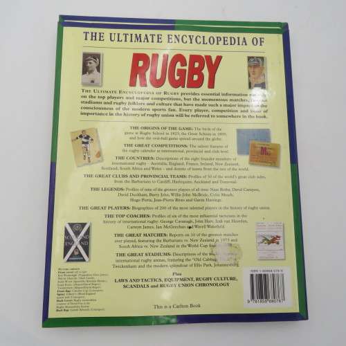 The ultimate encyclopedia of Rugby with blue bulls poster and Joost v/d Westhuizen