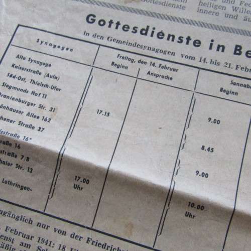 Copy of the Judisches Nachrichten - blatt Sanctioned by the Germans during WW2