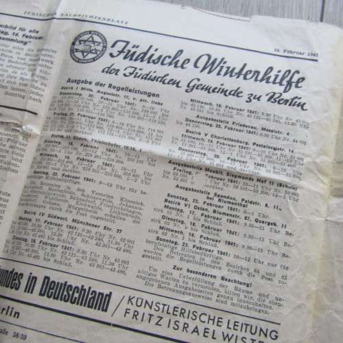 Copy of the Judisches Nachrichten - blatt Sanctioned by the Germans during WW2