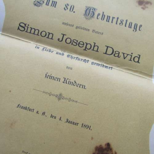 1905 Program for the Birthday of Simon Joseph David plus 2 telegram of best wishes