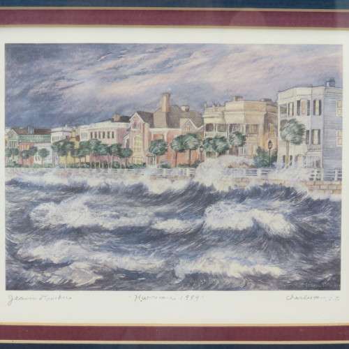 Jeanie Drucker Hurricane 1989, Charleston S.C. print in frame